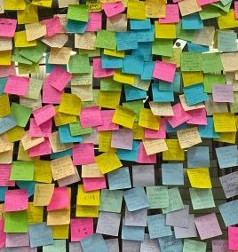 a wall full of sticky notes